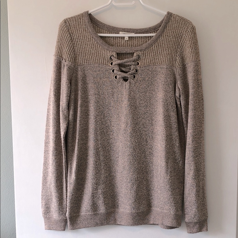 Maurices Brushed Lace Up Sweater